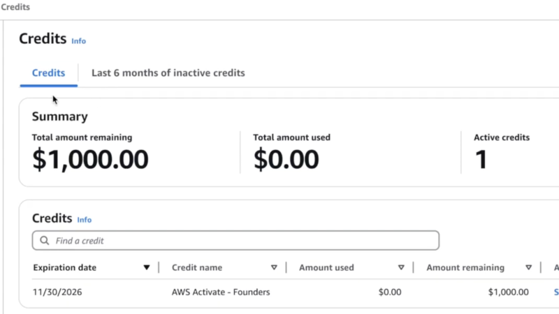 How I Got $1000 in Free AWS Credits Through AWS Activate Founders